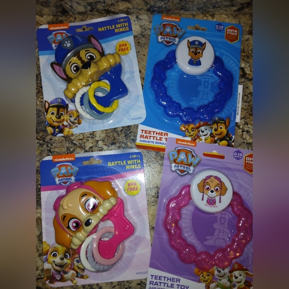 Paw Patrol Teether Rattle Toy Set Twins Pink And.blue Sets - Picture 1 of 3